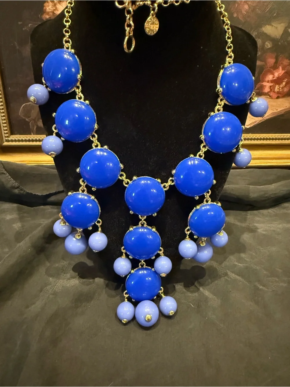 Vintage J. Crew Bold Blue Bubble Bib Statement Necklace